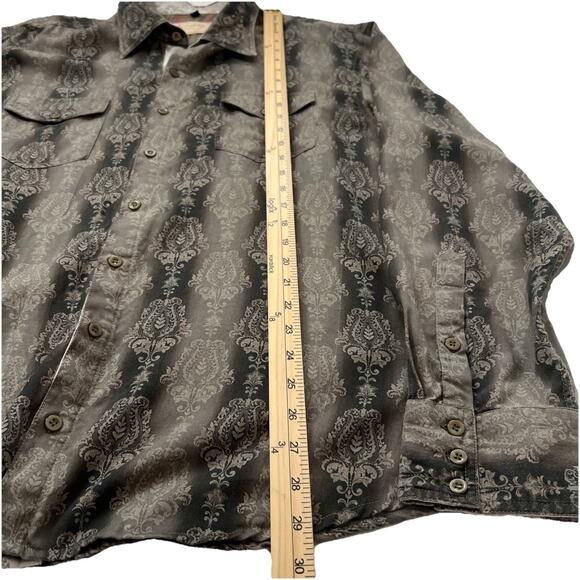 Scully Shirt Mens Large Brown 100% Tencel Long Sleeves Flip Cuff Western Casual - Picture 6 of 9